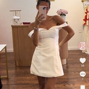 Ebony mini Elegant Off-Shoulder White Dress